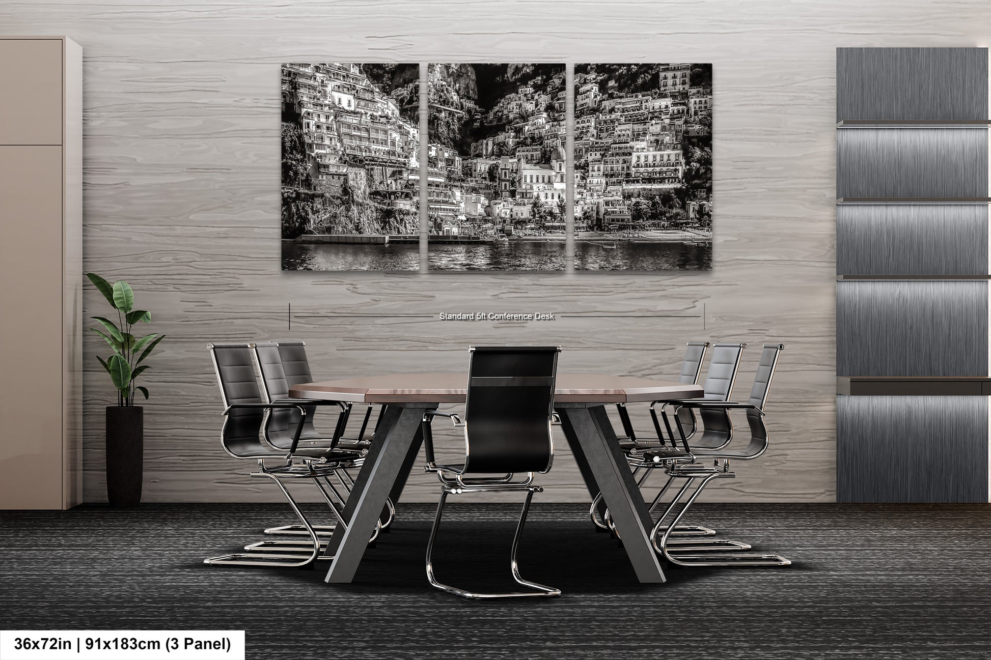 a black and white photo of a table and chairs