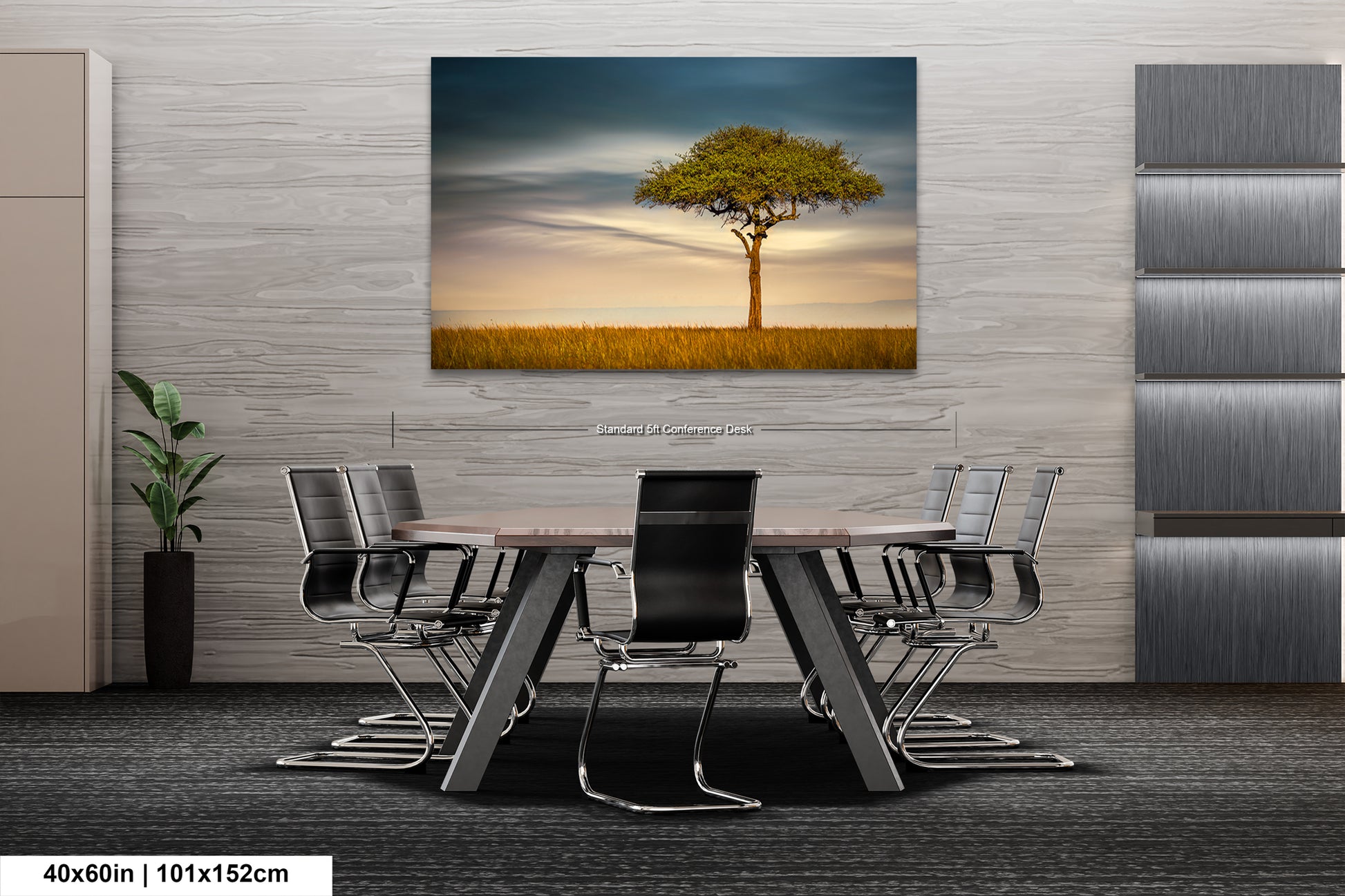 a painting of a lone tree in a field