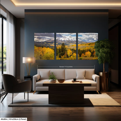 a living room filled with furniture and a painting on the wall