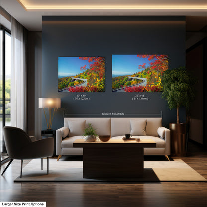 a living room with two paintings on the wall