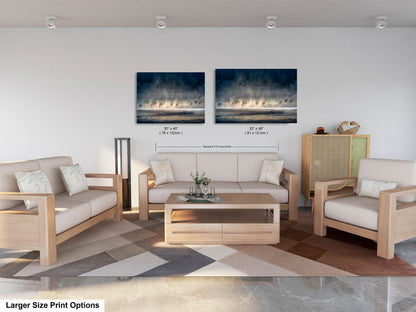 a living room filled with furniture and a painting on the wall