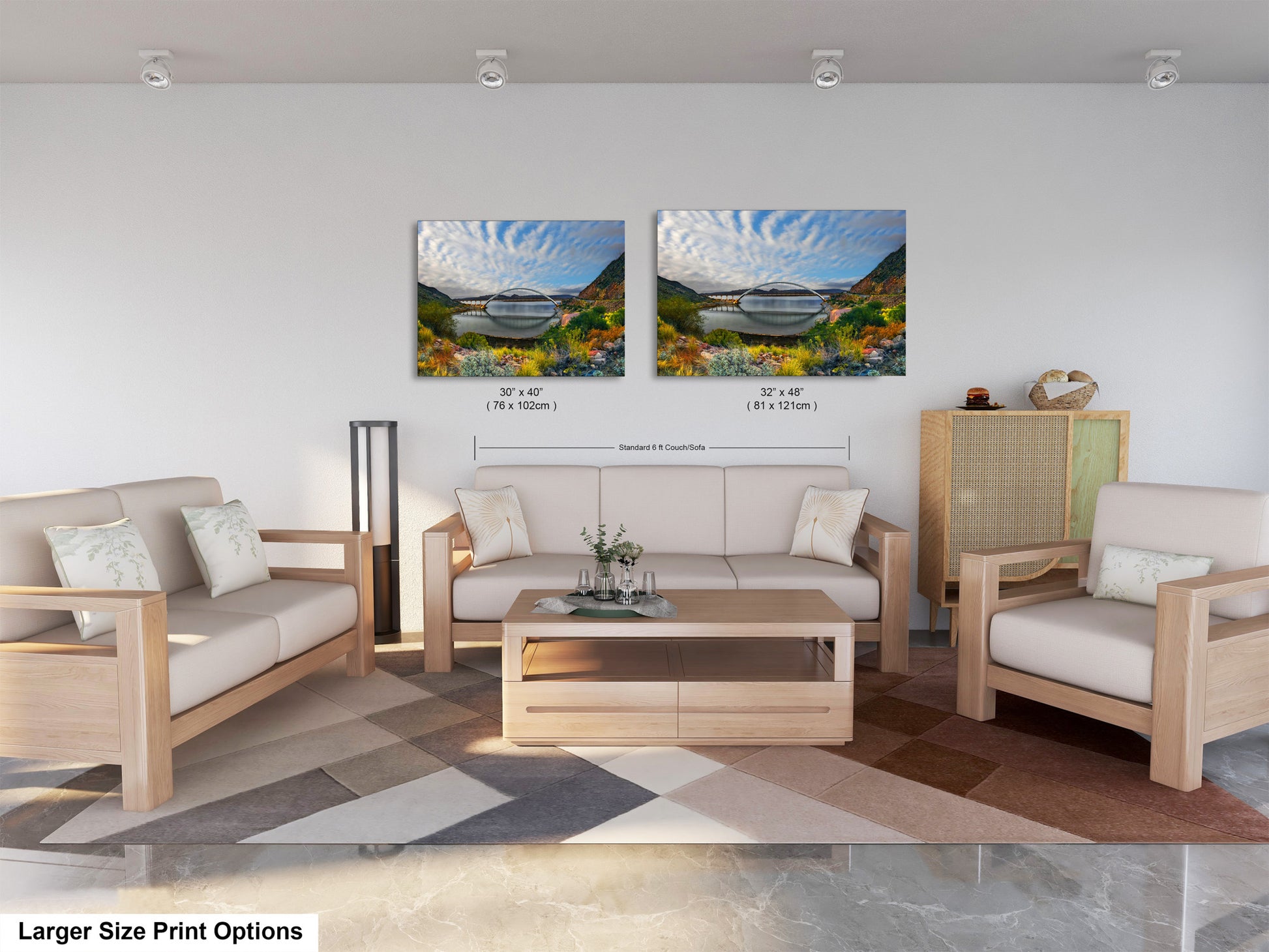 a living room with two couches and a coffee table