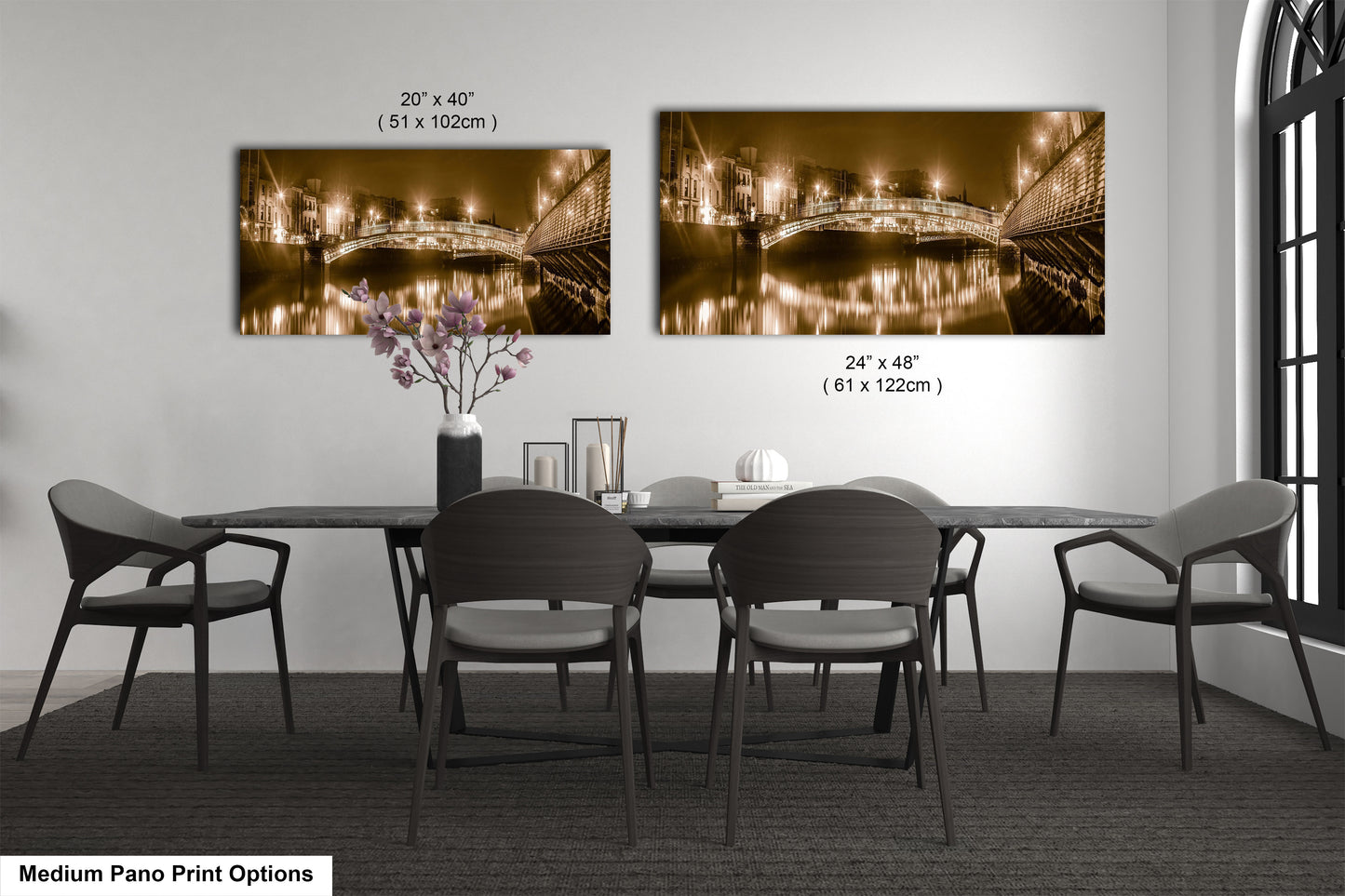 a dining room with a table and chairs