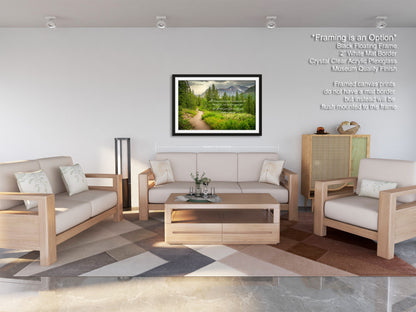 a living room filled with furniture and a painting on the wall