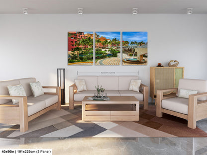 a living room filled with furniture and a painting on the wall