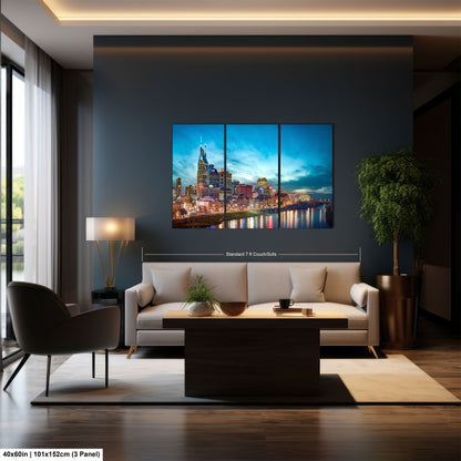 a living room with a couch and a painting on the wall