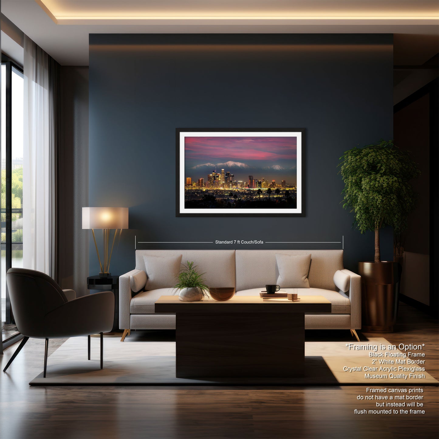 a living room filled with furniture and a painting on the wall