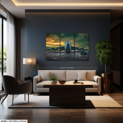 a living room filled with furniture and a painting on the wall