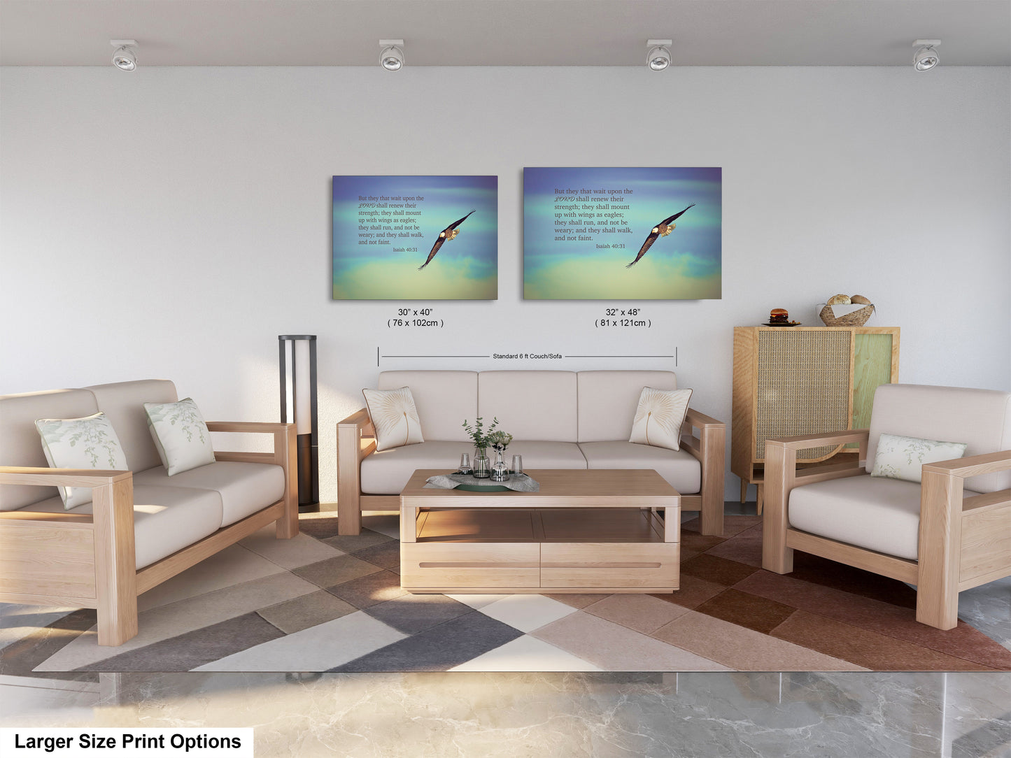 a living room filled with furniture and a painting on the wall
