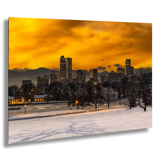 a picture of a city in the snow