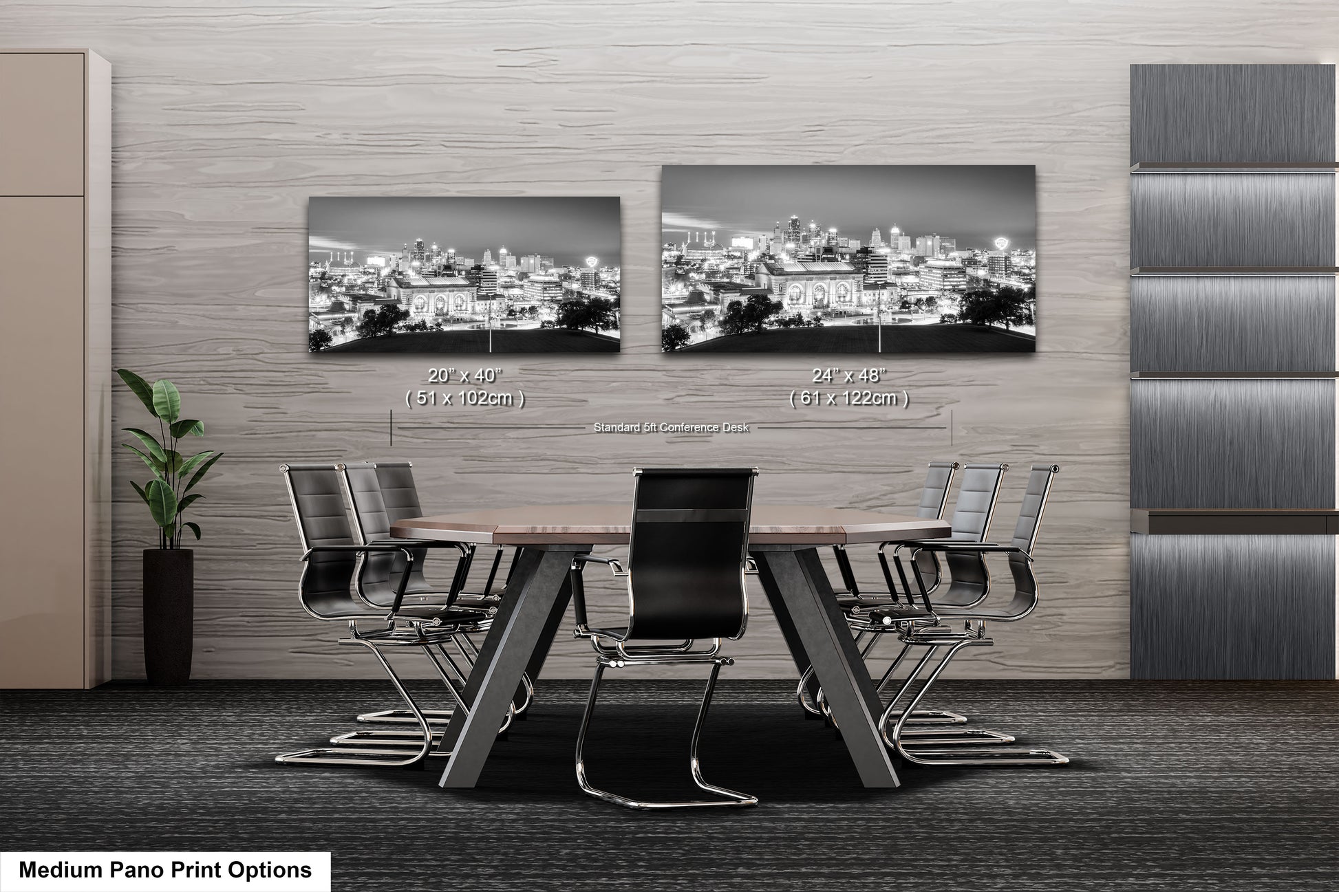 a conference room with a table and chairs