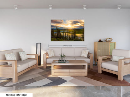 a living room filled with furniture and a painting on the wall