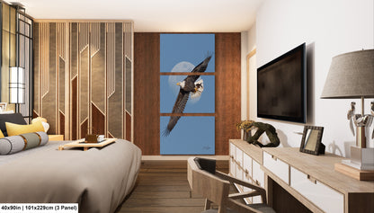 a modern bedroom with a large bed, a television, and a wooden dresser. The room has a minimalist and contemporary design, with a large window providing natural light.