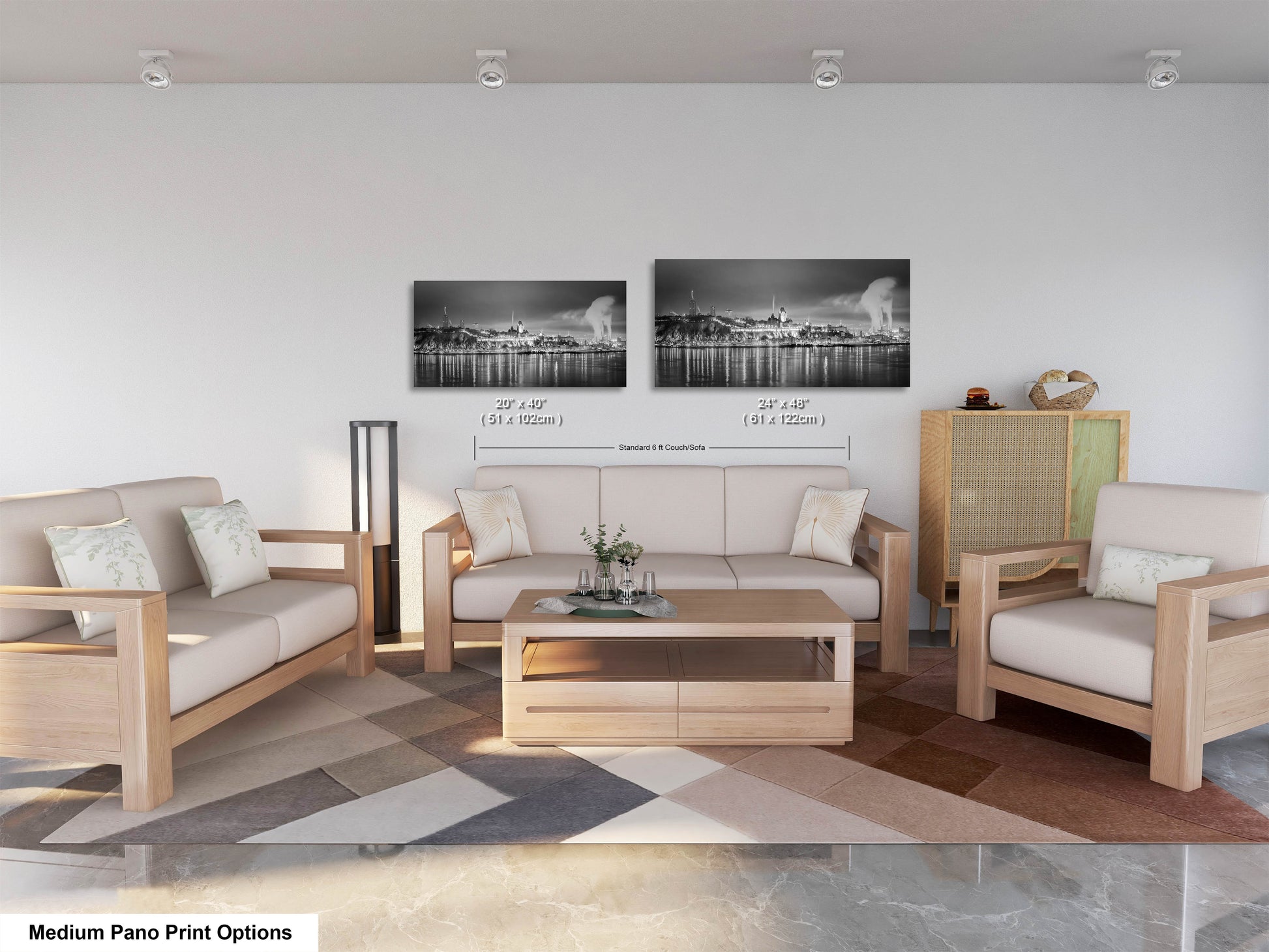 a living room with two couches and a coffee table