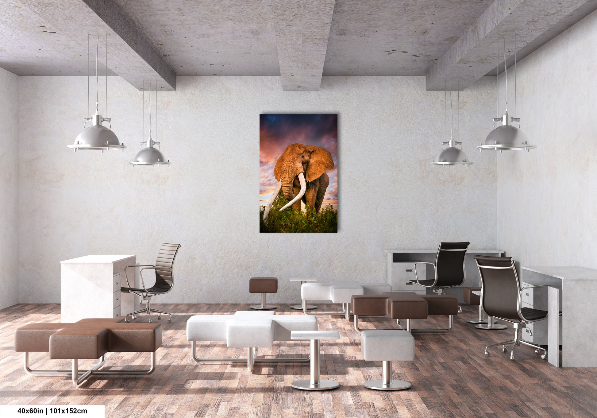 a painting of an elephant in a room