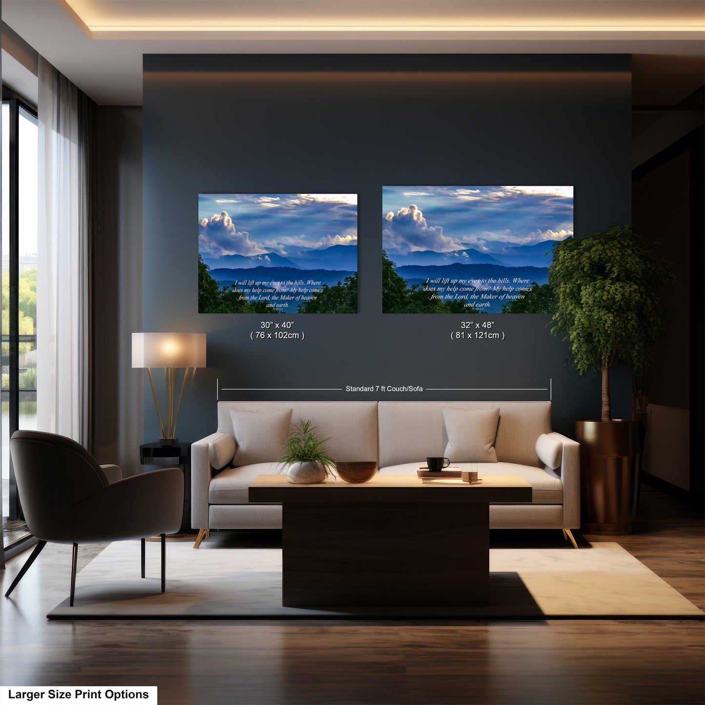 a living room filled with furniture and a large window