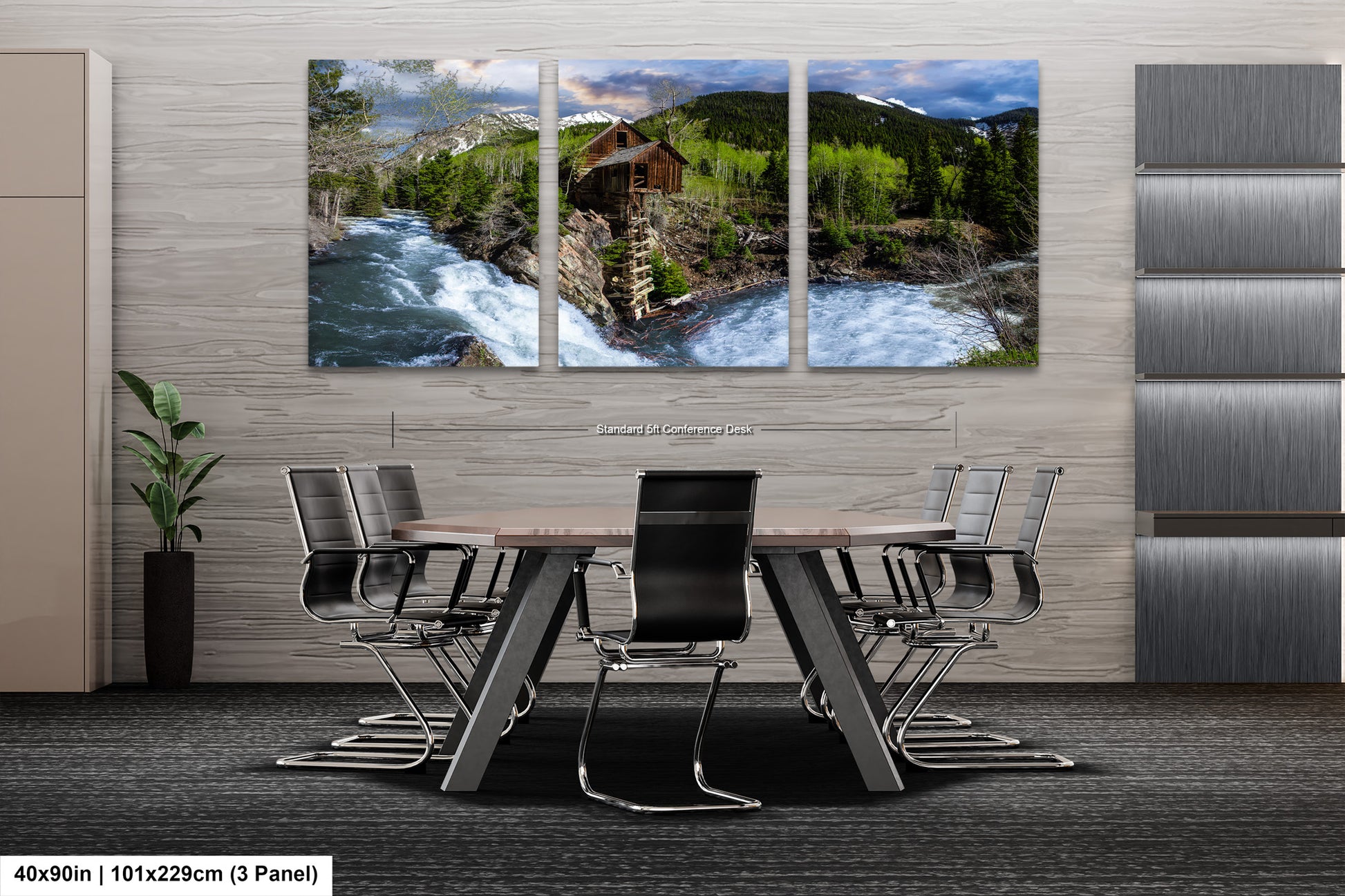 a dining room with a table and chairs