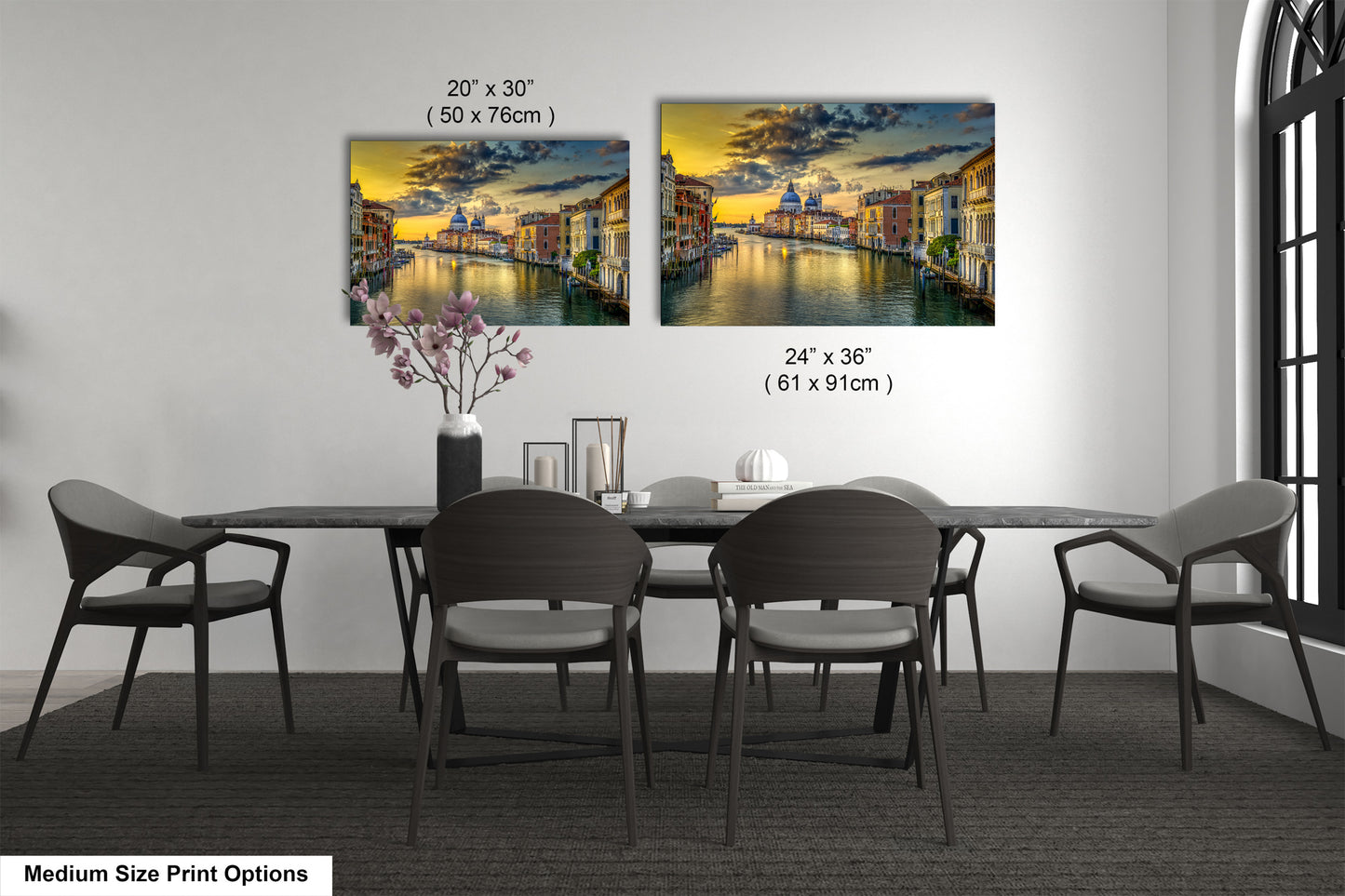a dining room with a table and chairs