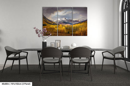 a dining room with a table and chairs