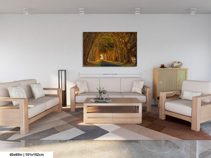 a living room filled with furniture and a painting on the wall