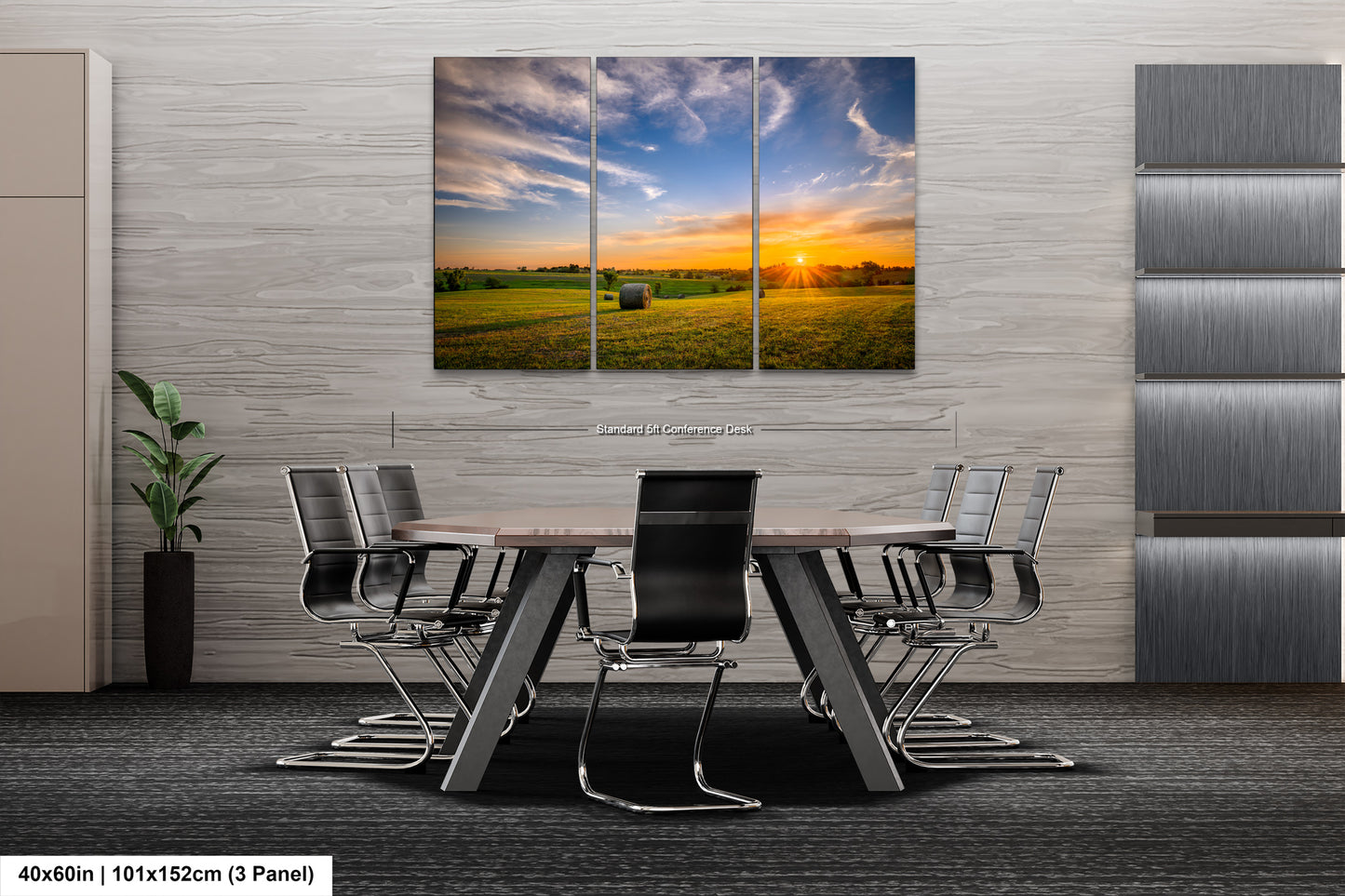 a dining room table with chairs and a painting on the wall