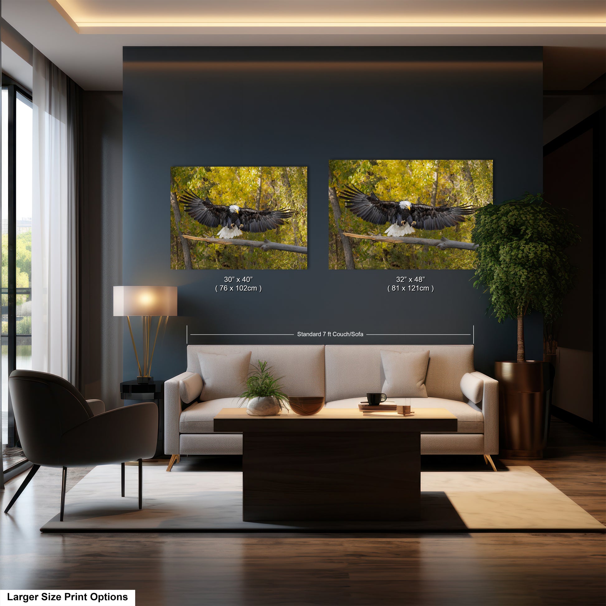 a living room filled with furniture and a painting on the wall