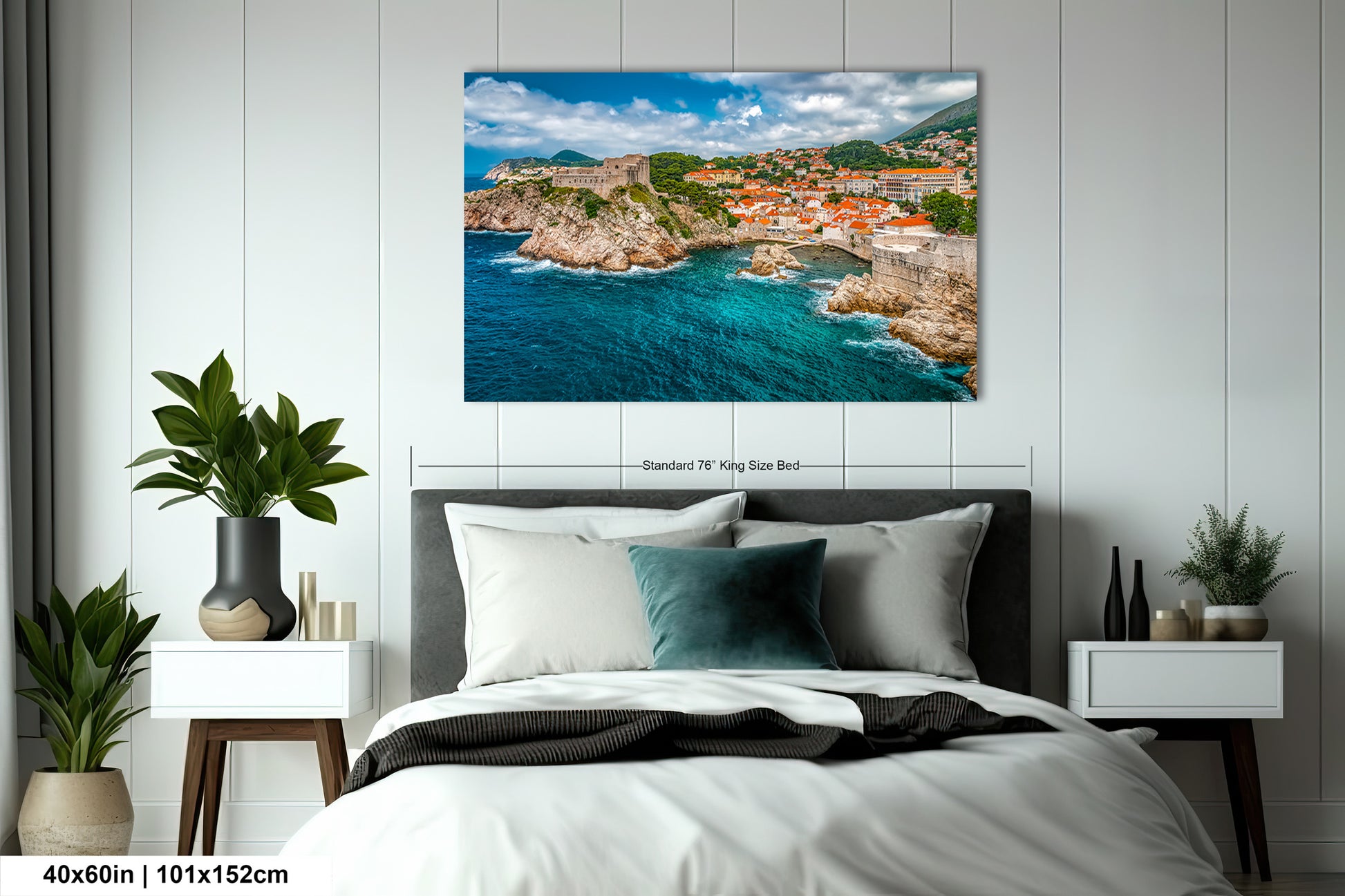 a bed in a bedroom with a view of the ocean