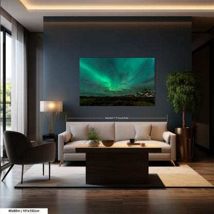 a living room filled with furniture and a painting on the wall