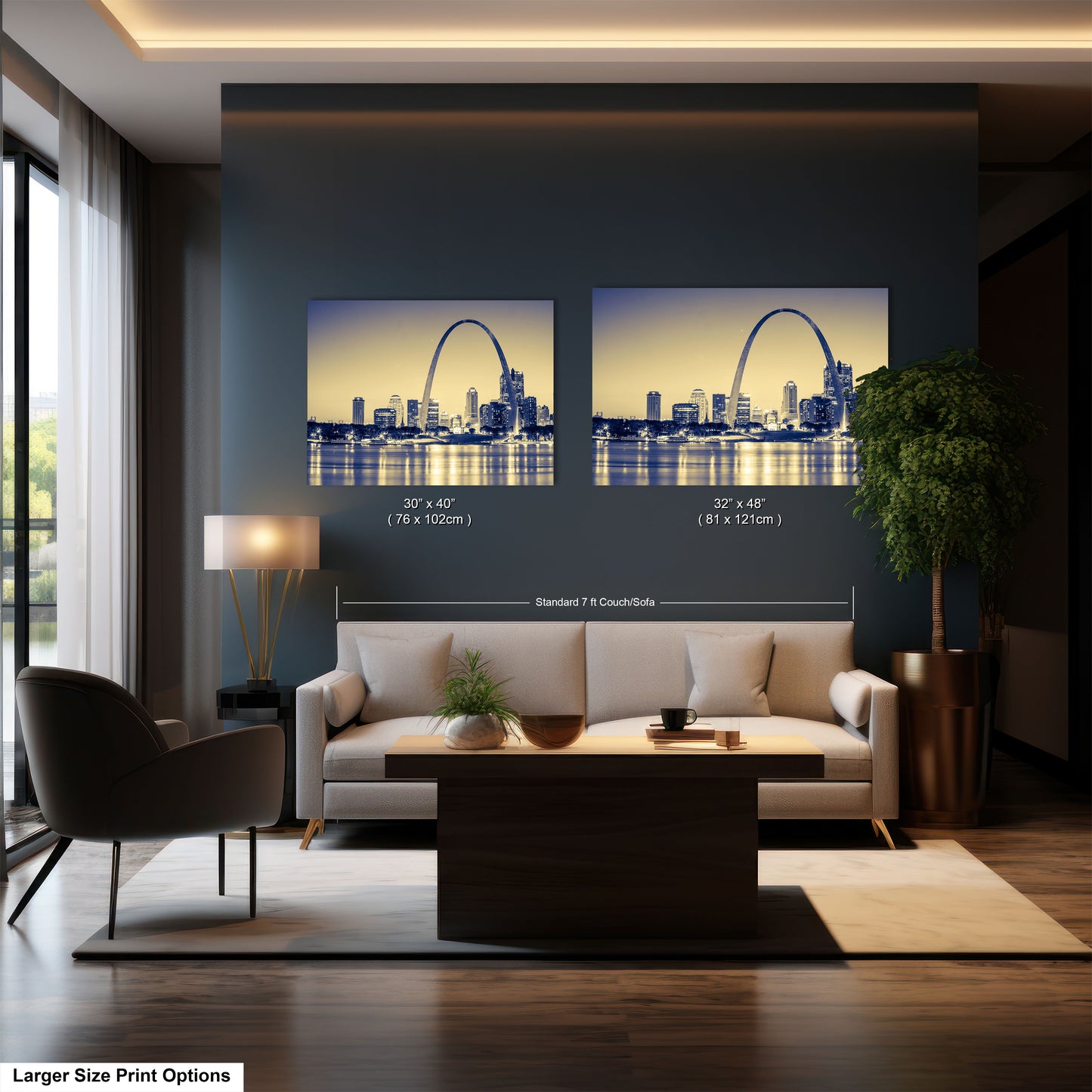 a living room filled with furniture and a large window