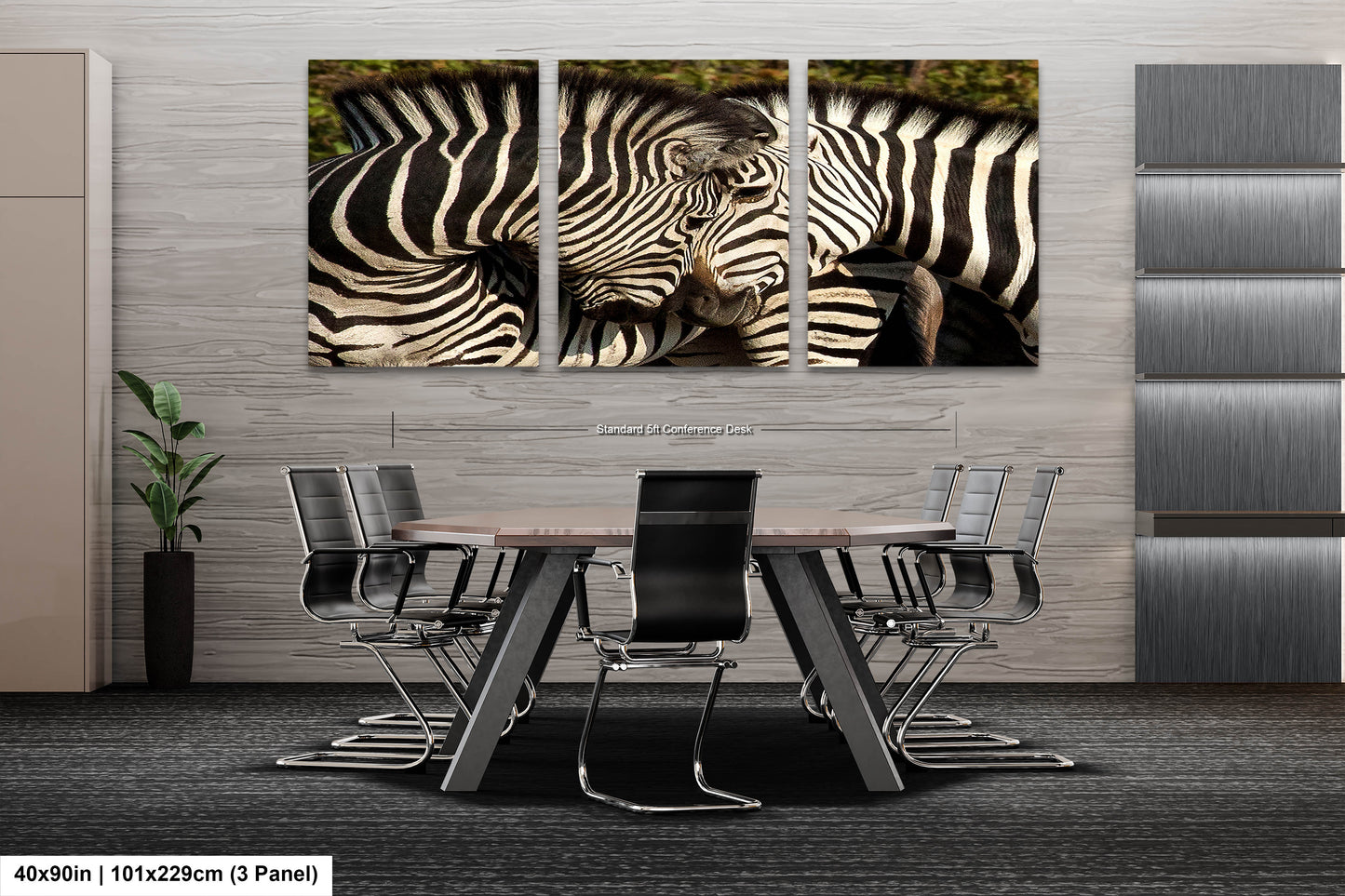a couple of zebras standing next to each other