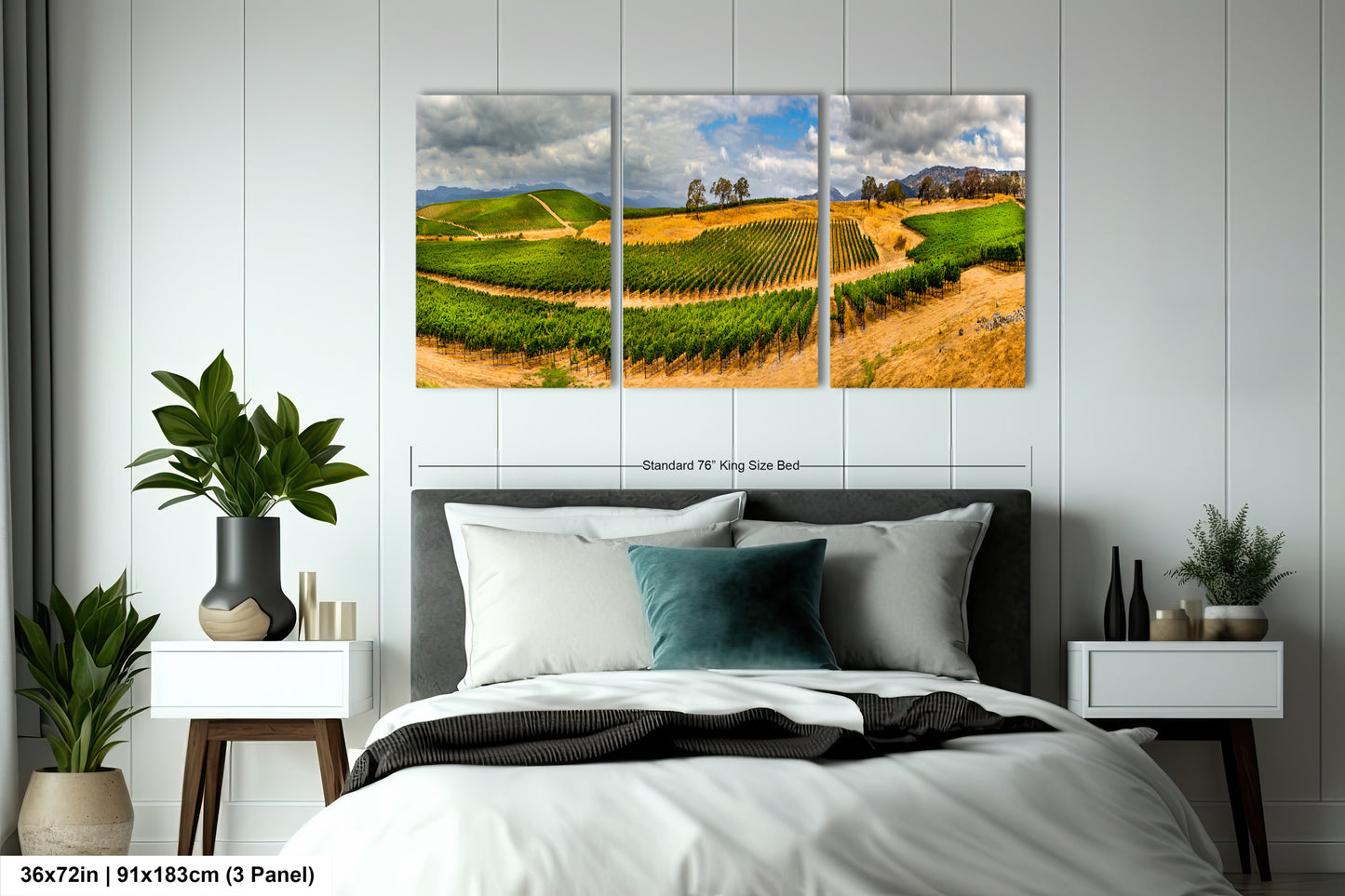 a bedroom scene with focus on the bed