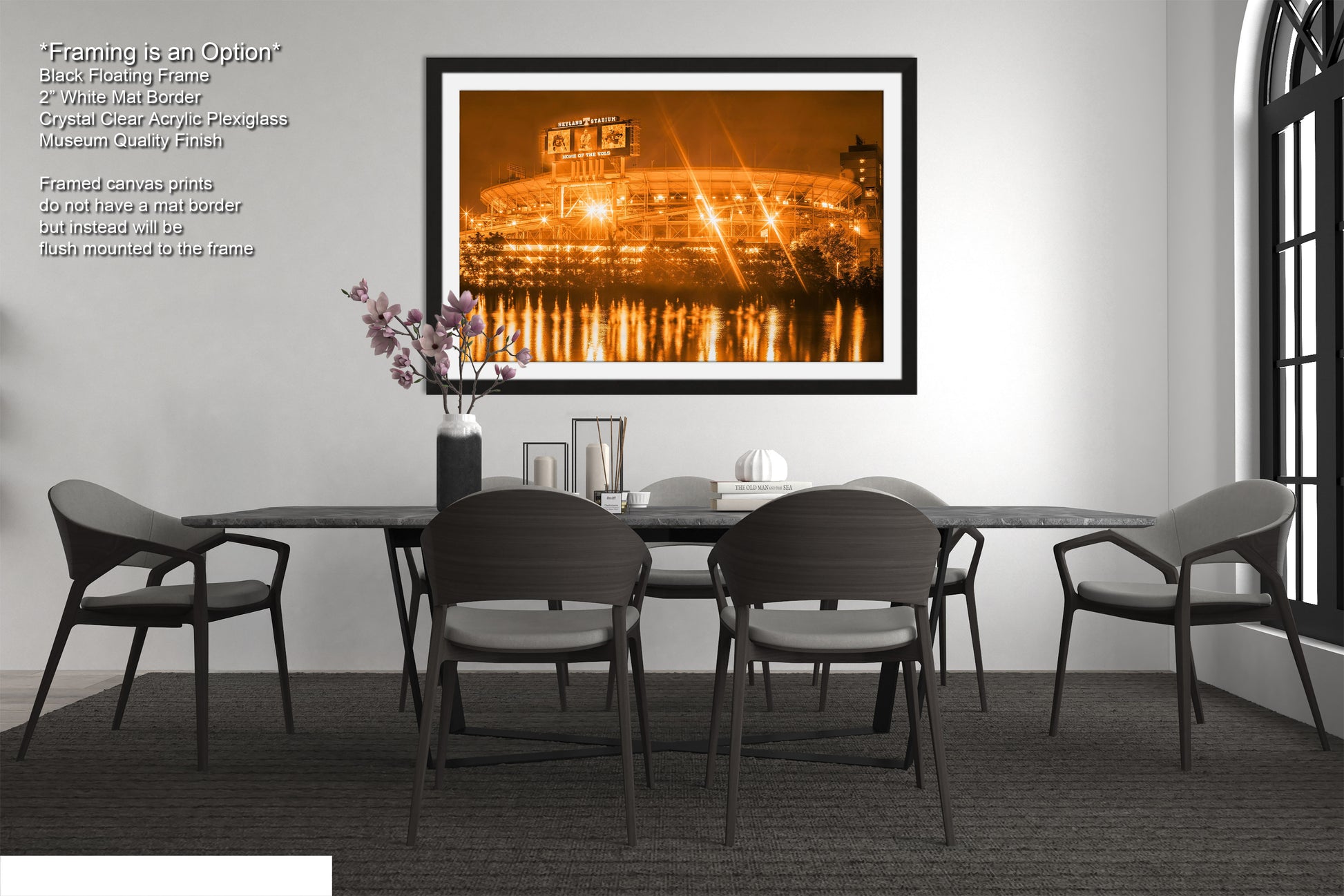 a picture of a dining room with a table and chairs