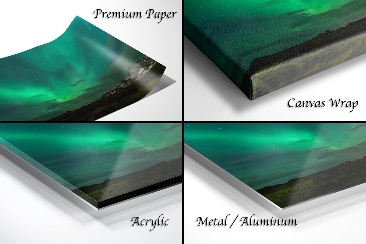 a series of four images showing the different layers of a canvas