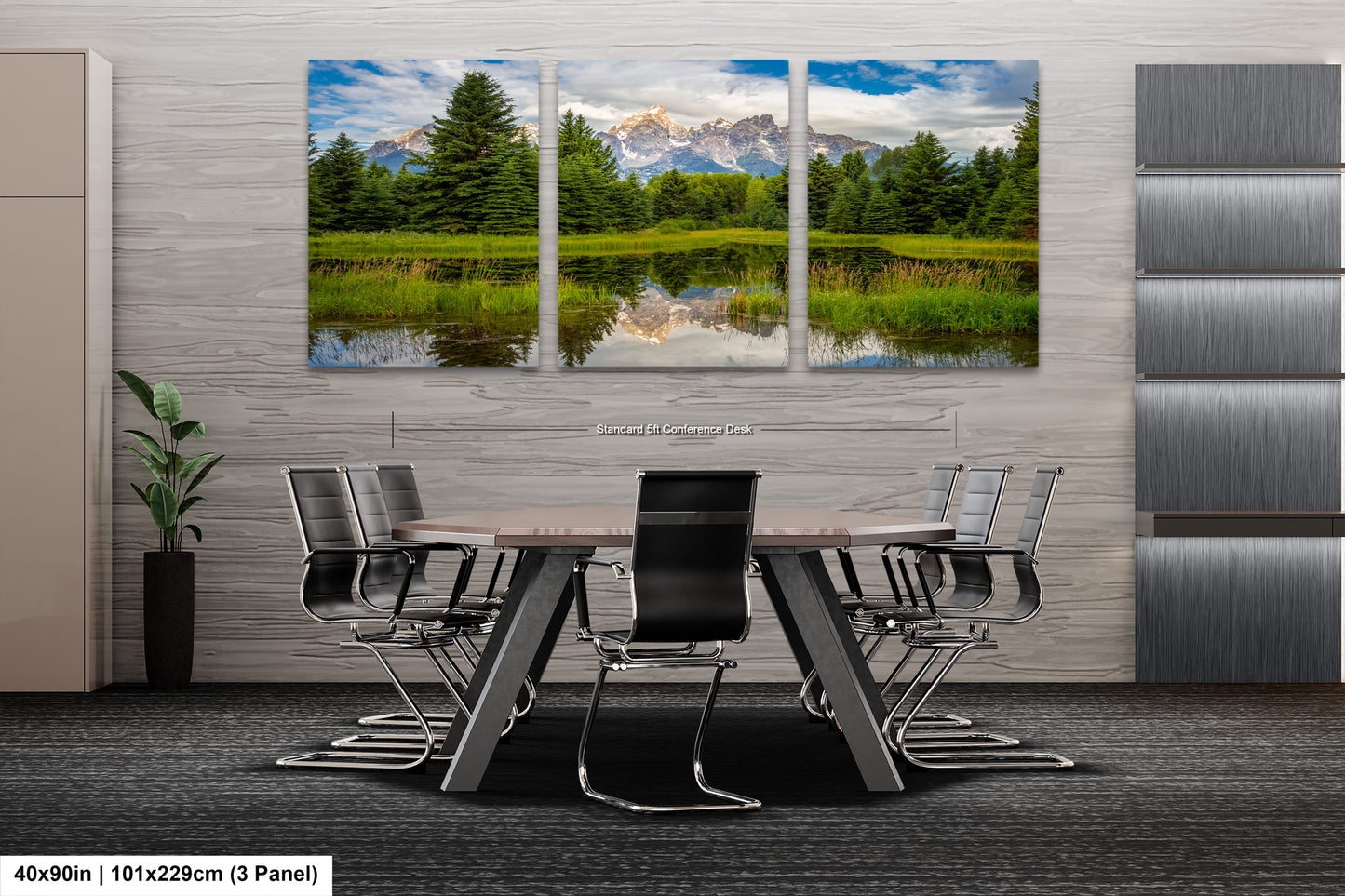 a dining room with a table and chairs