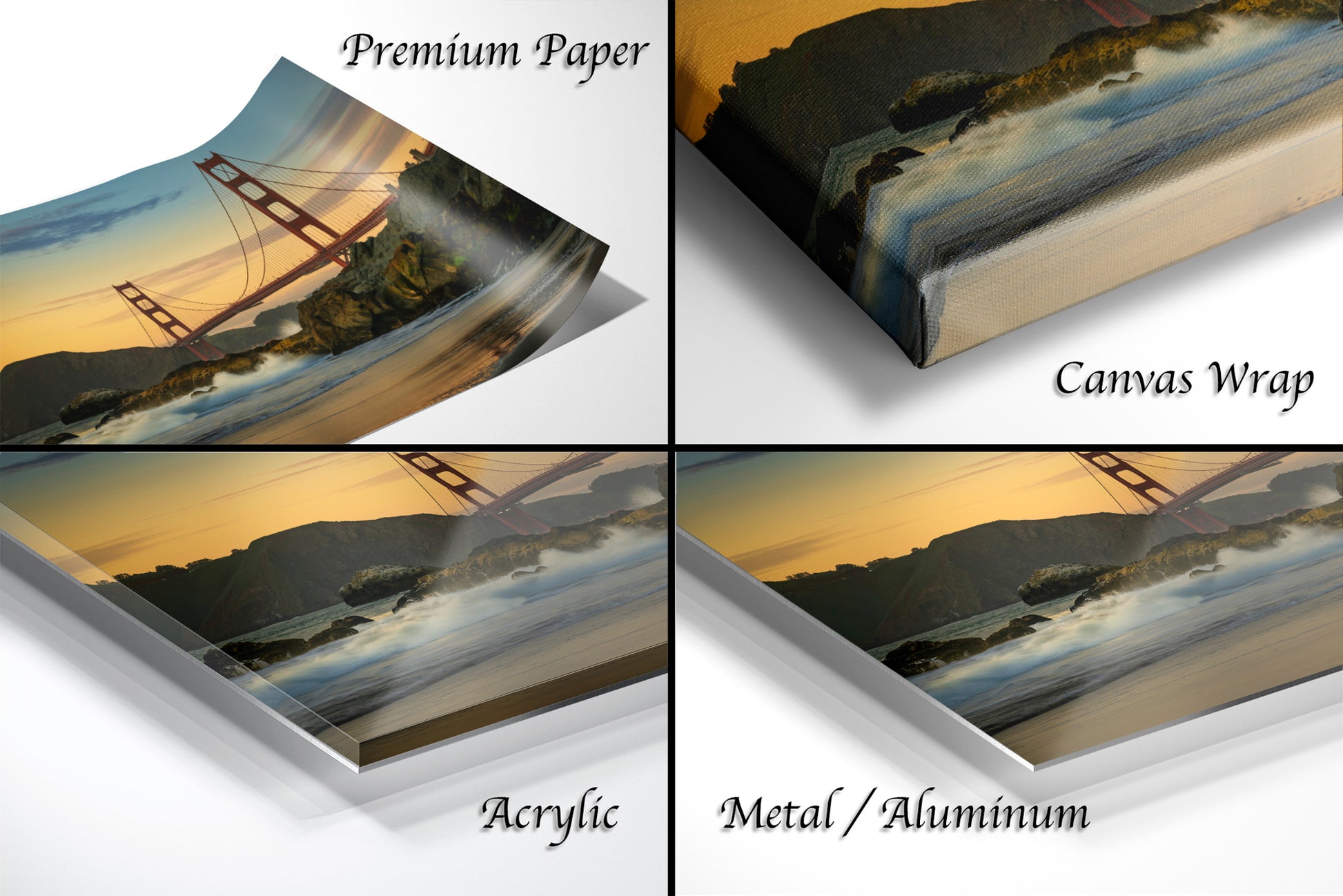 a series of photos of a golden gate bridge