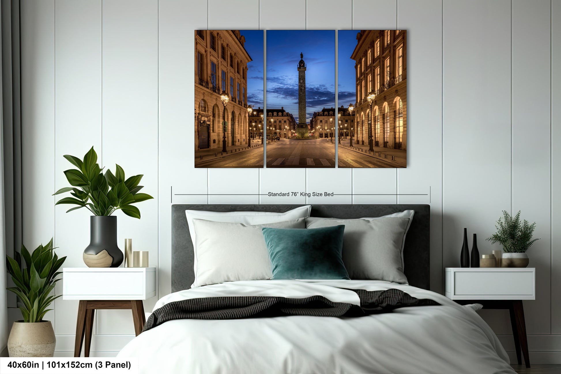 a bedroom scene with focus on the bed