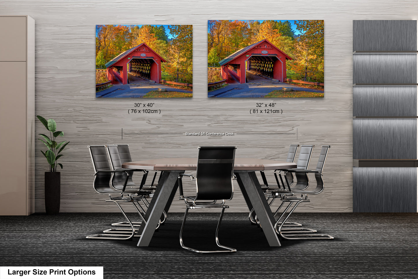 two pictures of a table and chairs in a room