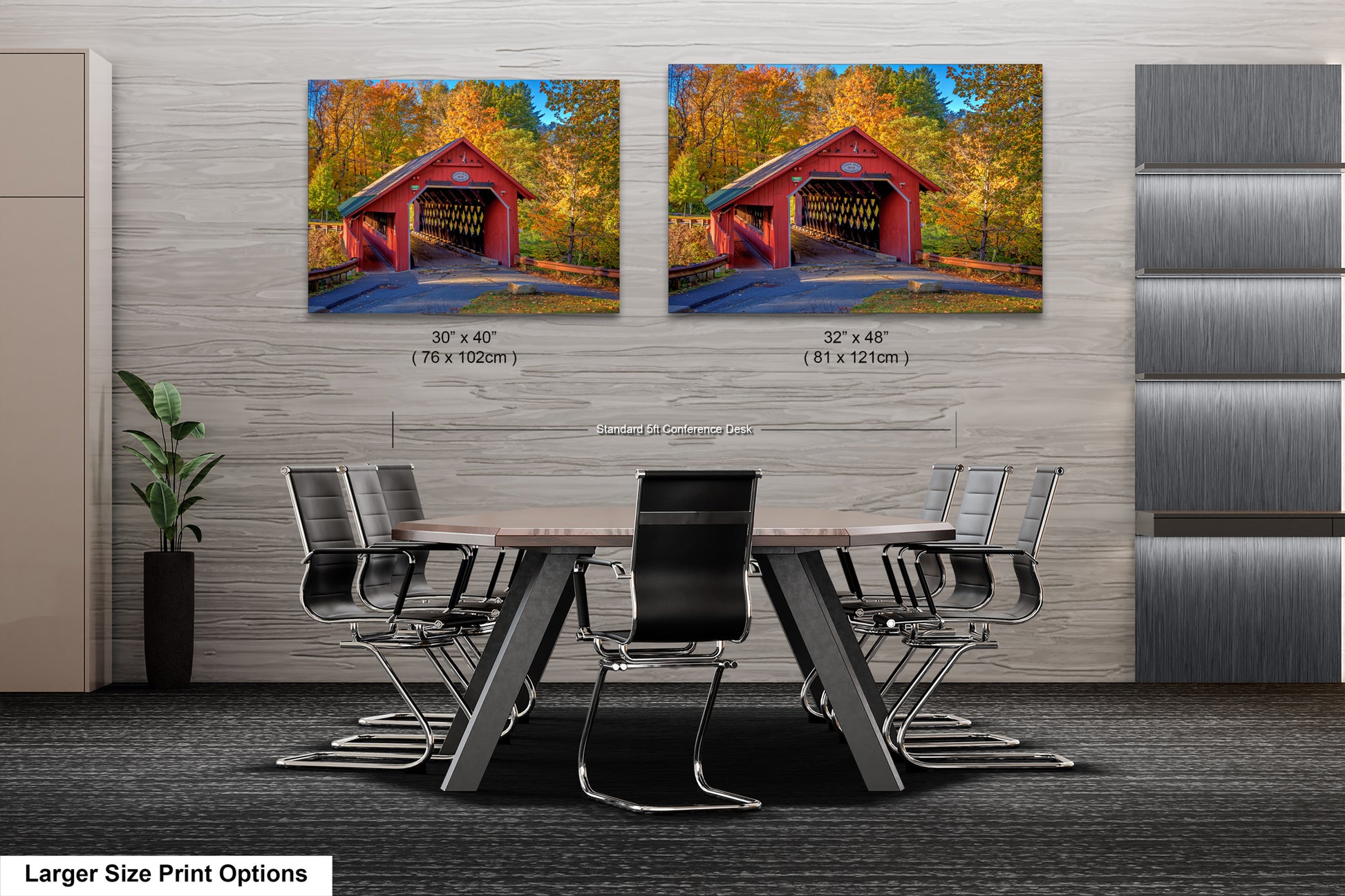two pictures of a table and chairs in a room
