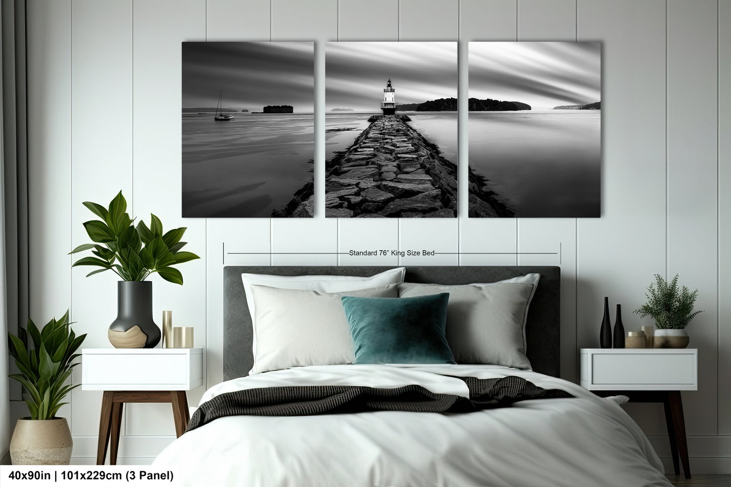 a black and white photo of a bedroom with a bed
