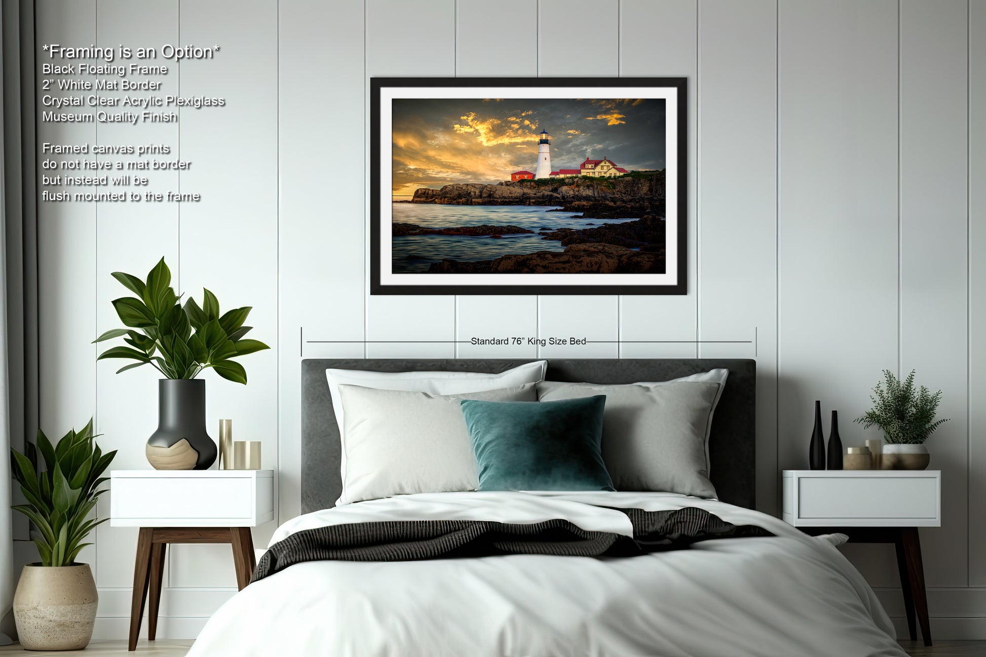 a bedroom with a large bed and a painting on the wall