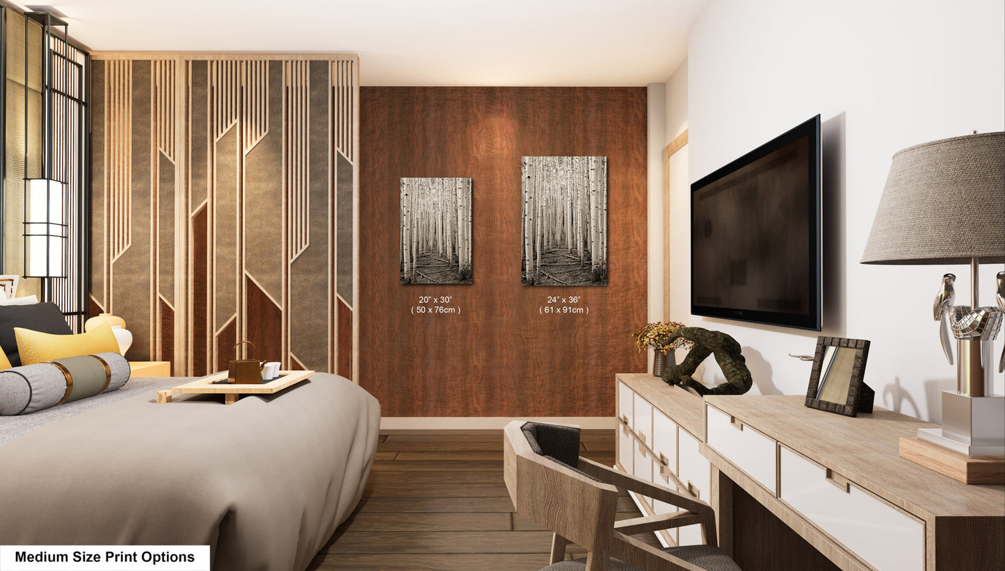 a hotel room with a bed, desk and television