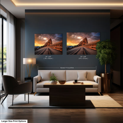 a living room with a couch and two pictures on the wall