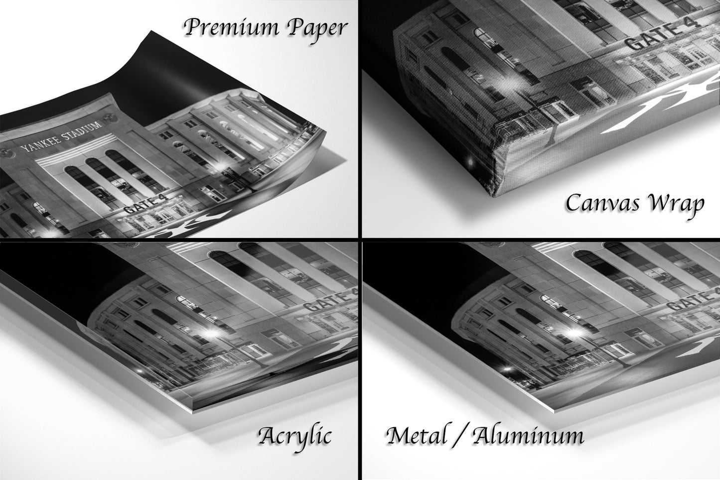 The image is a collage of four different views of a building, including a close-up of the building's facade, a top-down view, a side view, and a bottom-up view.