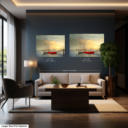a living room filled with furniture and a painting on the wall