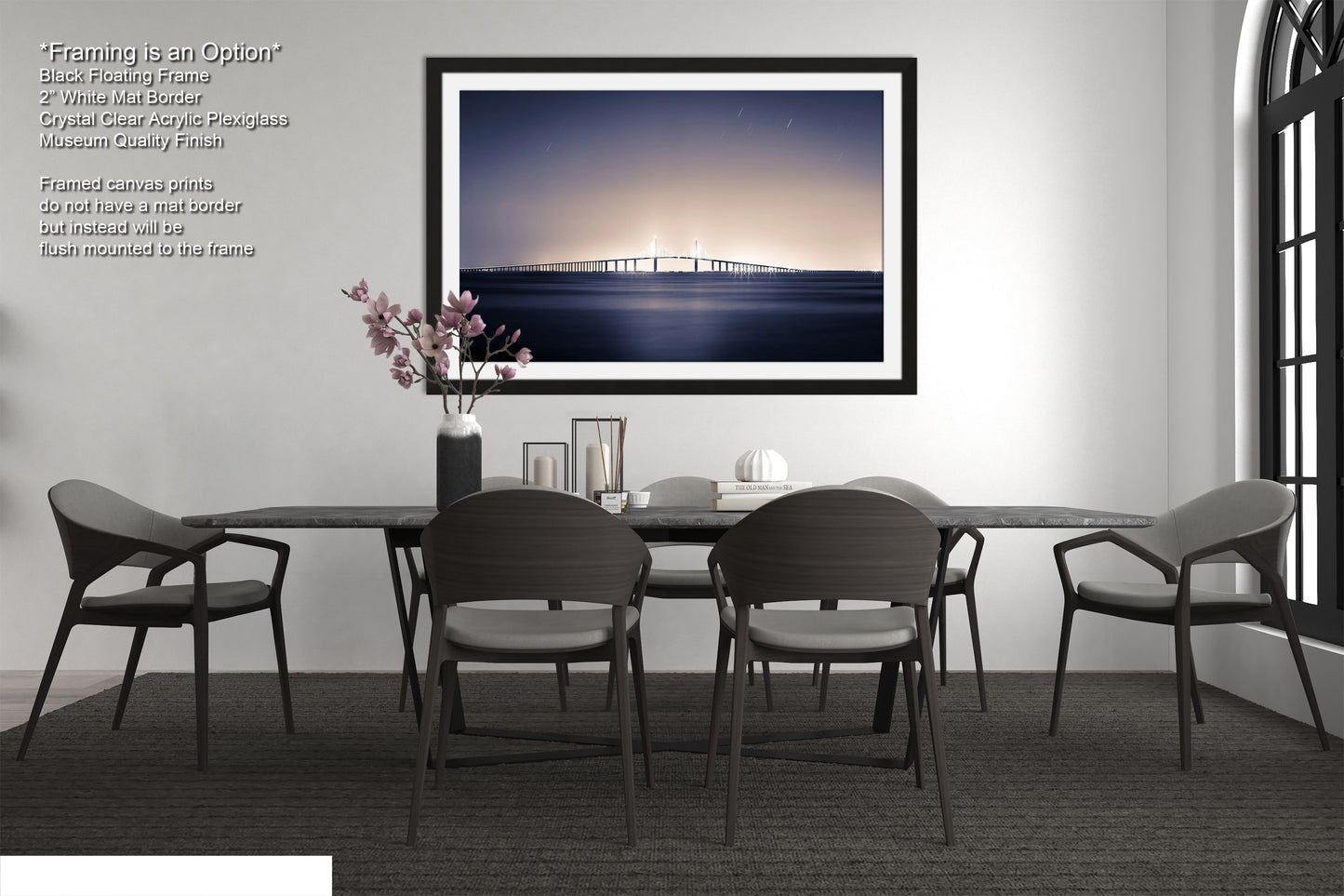 a picture of a dining room with a table and chairs