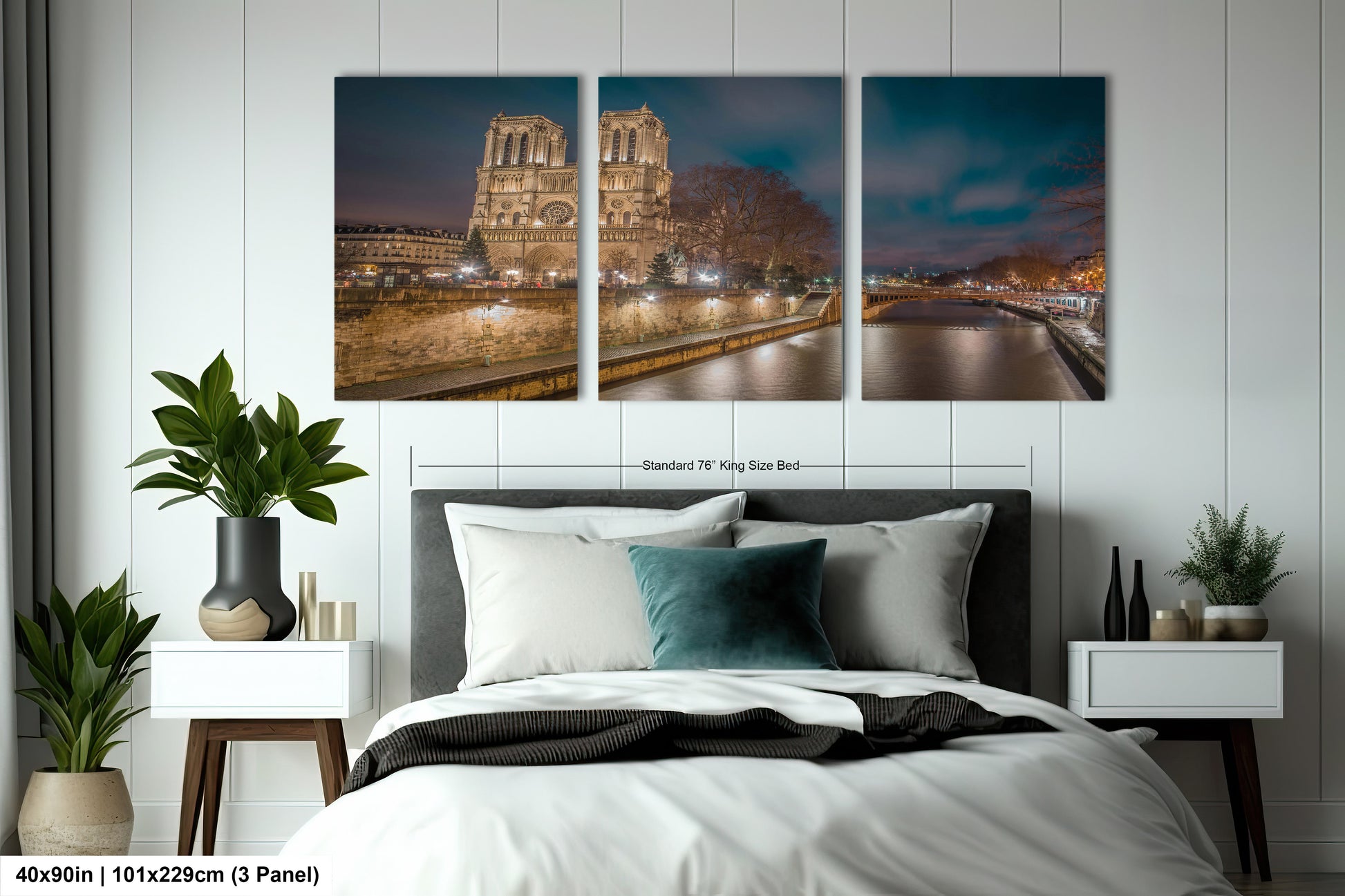 a bedroom scene with focus on the bed