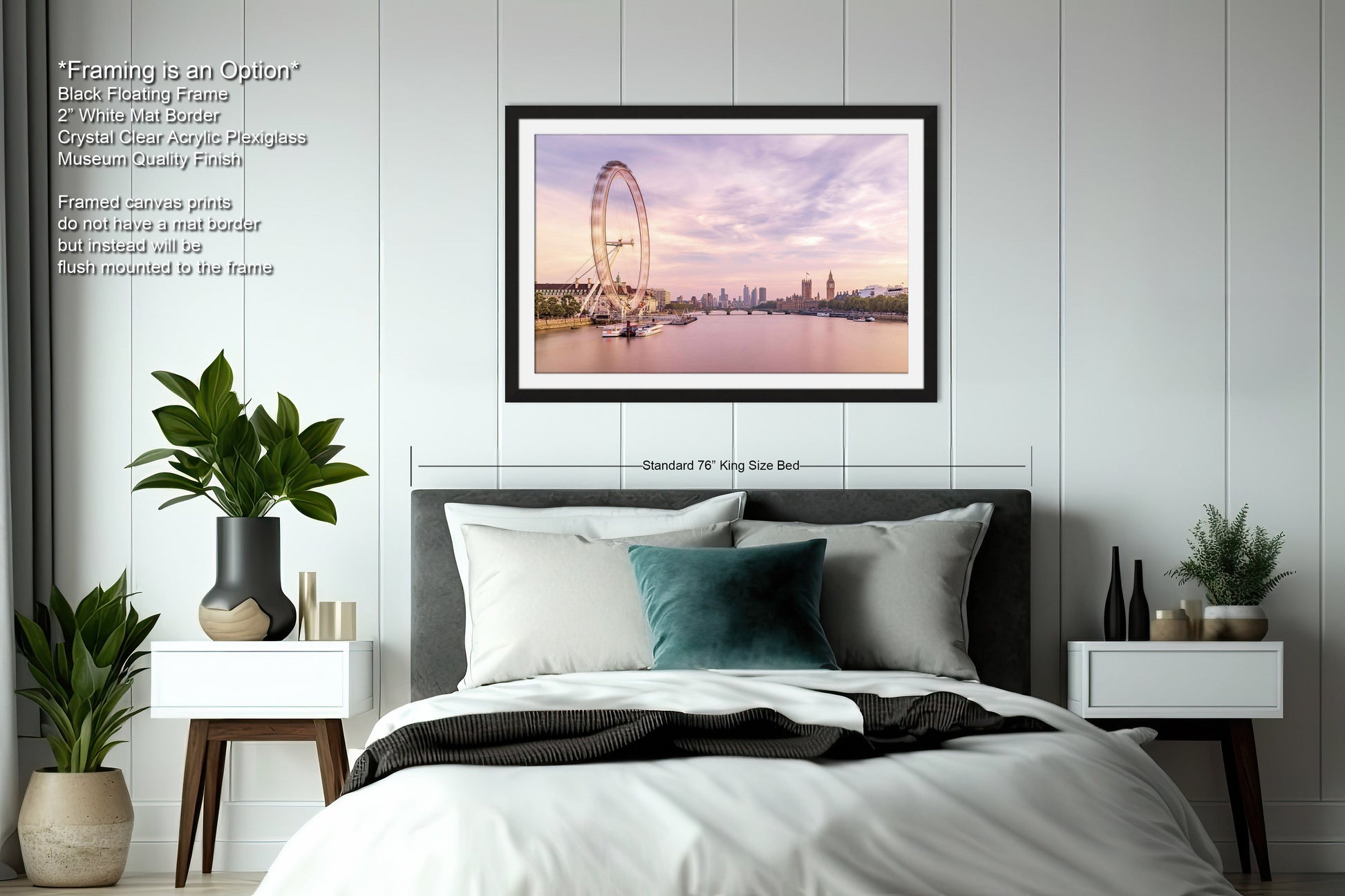 a picture of a ferris wheel in a bedroom