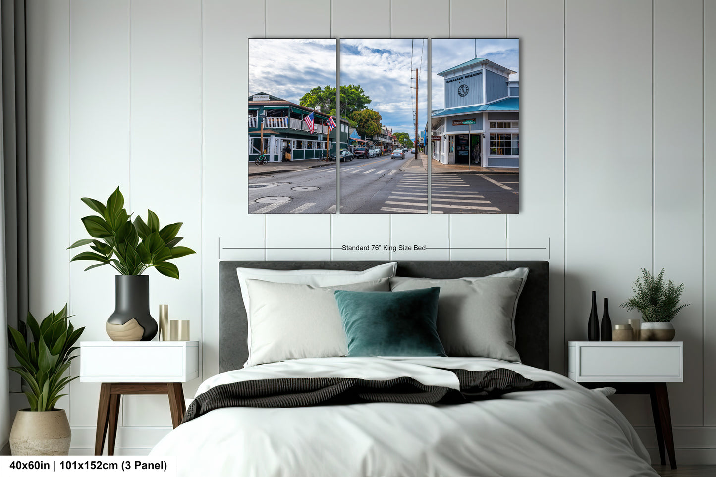 a bedroom scene with focus on the bed