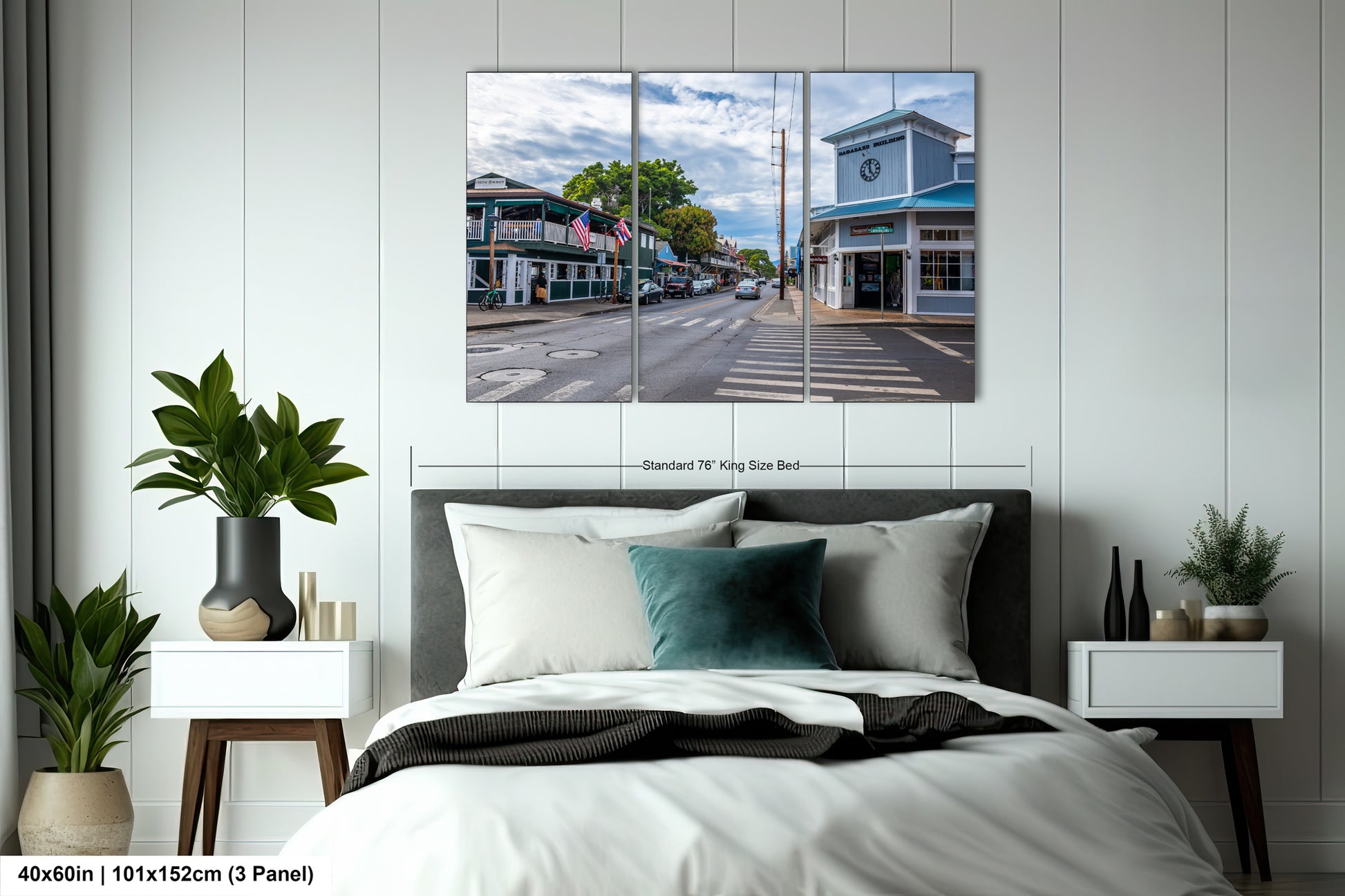 a bedroom scene with focus on the bed