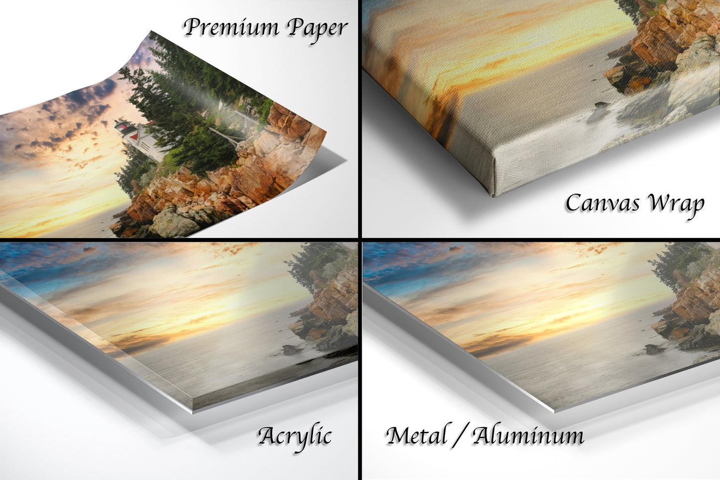 a series of four photos of a landscape